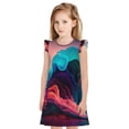 thumbnail image 1 of Balery Colorful Surreal Landscape Camisón de princesa para niñas, pijama de algodón con mangas abullonadas, suave y bonito.-Medium, 1 of 6