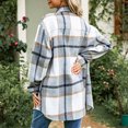 thumbnail image 4 of Yigetop Plaid Jacket for Woman Women's Overcoat Classic Button Down Plaid Printed Winter Fleece Lined Lapel Snow Coat Shirts Outwear with Pockets Jackets for Women Grey 2XL, 4 of 9