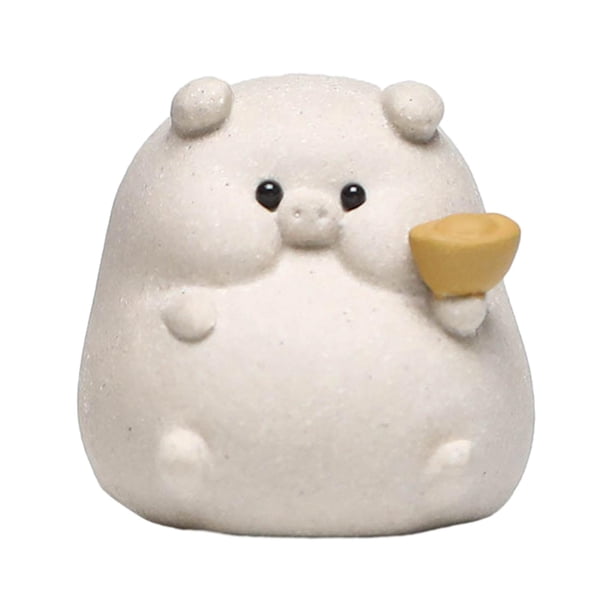 Estatua de cerdo en miniatura, figuras de cerdo pequeñas, centro de mesa, lindas figuras de animales Blanco tipo C