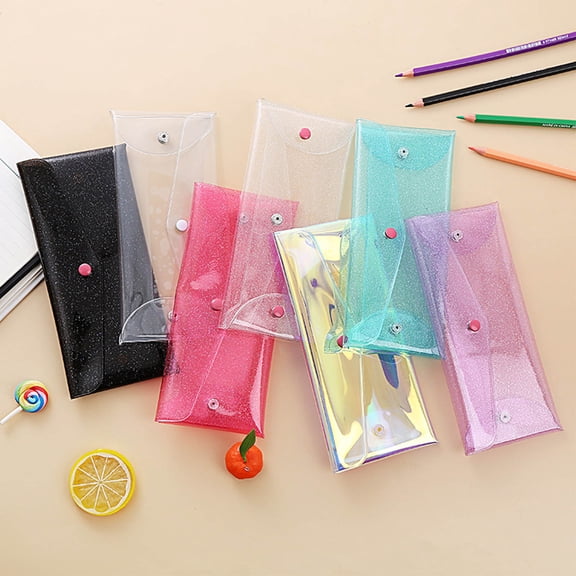 AYktou Transparent Pencil Case, Large Capacity Multifaceted Fasten Pencil Bags Portable Stationery Storage Bag Waterproof PVC Pencil Pouch Makeup Brush Bag for Travel Office Home