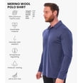 thumbnail image 3 of 𝗕𝗥𝗘𝗔𝗧𝗛𝗔𝗕𝗟𝗘 Merino.tech Men’s Long Sleeve Polo Shirt - Merino Wool Moisture Wicking Odor Resistant Performance Polo, 3 of 8