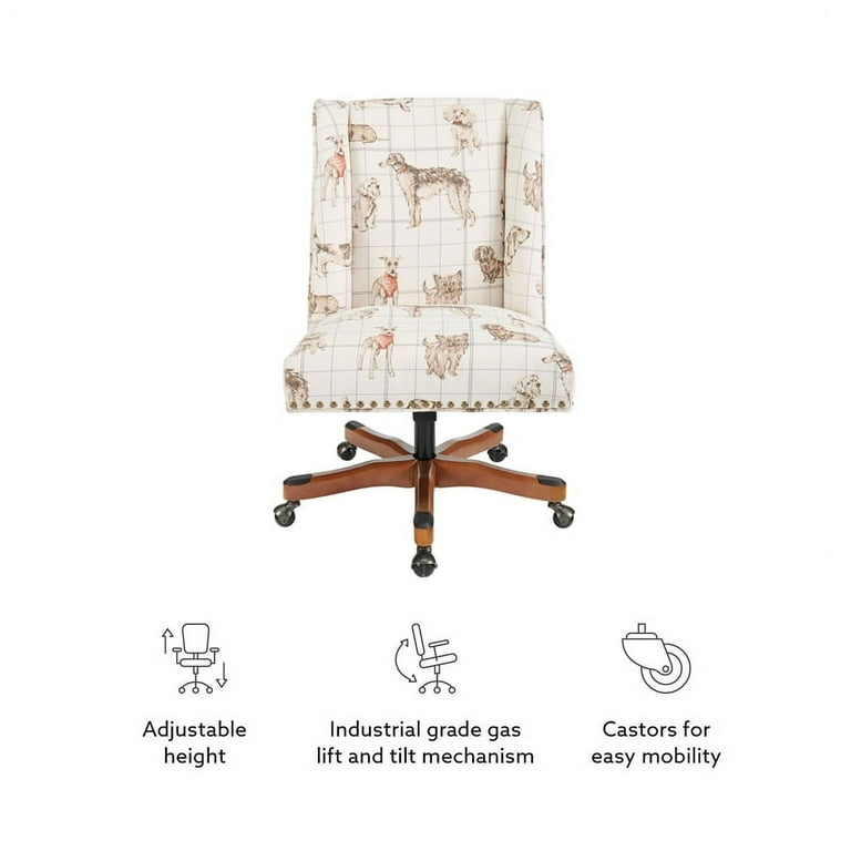 Linon Draper Dog Wood Upholstered Office Chair in Beige Walmart