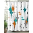 thumbnail image 2 of Mid Century Modern Shower Curtain, Turquoise Orange Grey Bathroom Decor Curtains Set with Hooks, Waterproof Fabric Home Accessories， Stall 54 X 78 Inch, 2 of 6