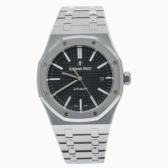 Pre-Owned Audemars Piguet Royal Oak Self Winding 15400ST 41MM Black Dial With Stainless Steel Bracelet