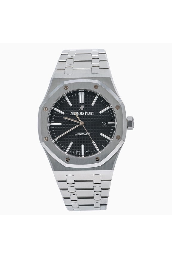 Pre-Owned Audemars Piguet Royal Oak Self Winding 15400ST 41MM Black Dial With Stainless Steel Bracelet