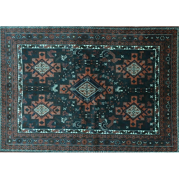 Ahgly Company Indoor Rectangle Persian Light Blue Traditional Area Rugs, 2' x 4'