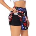 thumbnail image 3 of Running Shorts for Women, American With Lips Workout Athletic Shorts with Pockets, Lounge Yoga Shorts Women, 3 of 7
