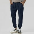 thumbnail image 2 of Men's Casual Pants Men's Sports Pants Fall And Winter Solid Color Casual Pant Loose Leg Trousers Navy S, 2 of 8