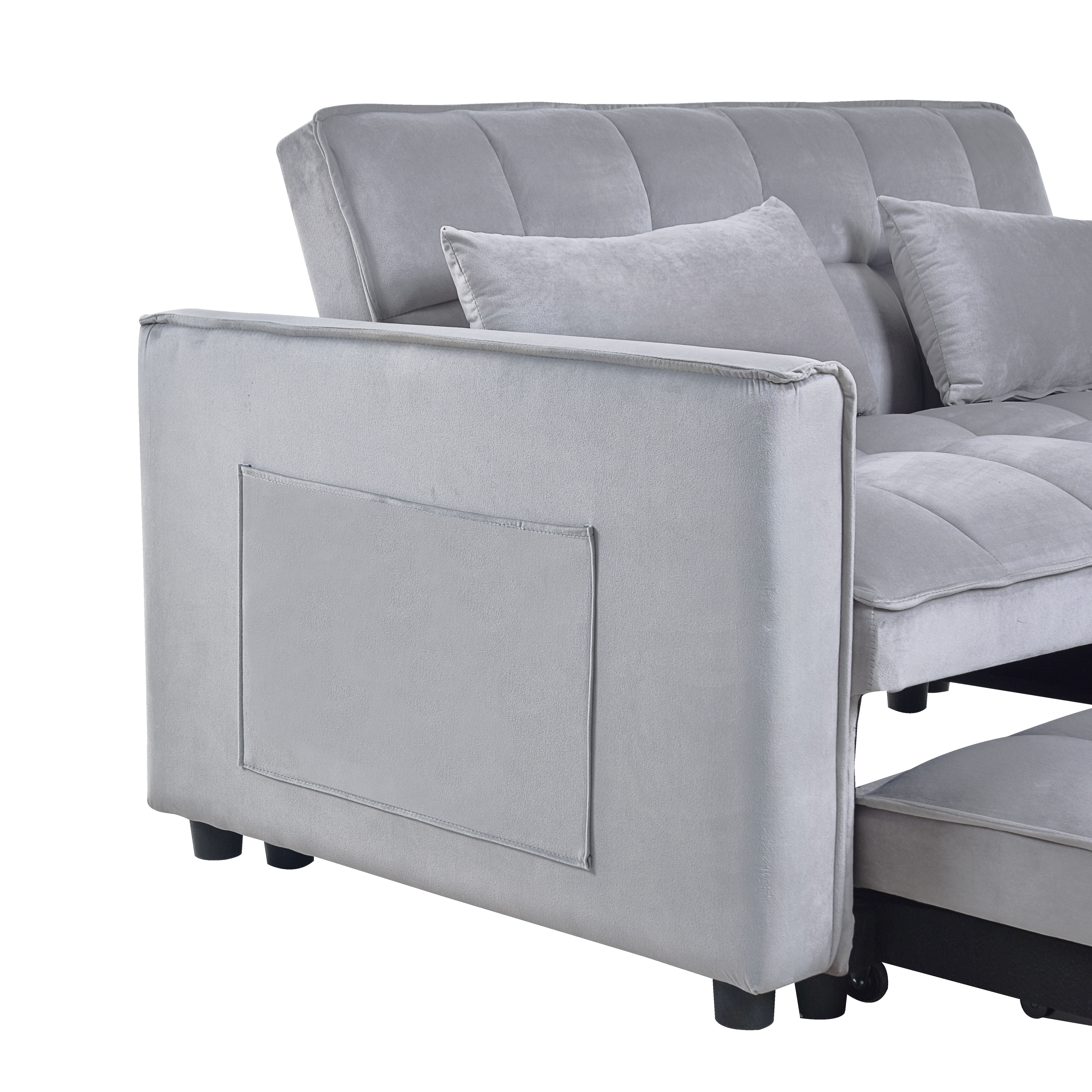 MAYEERTY 3-in-1 Velvet Convertible Sleeper Sofa Bed with Adjustable Backrest Pull-Out Couch for Living Room Apartment Small Space