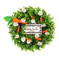 thumbnail image 1 of Corona de Pascua hecha de zanahorias, decoración vegetal con eucalipto y flores artificiales para la puerta principal, letrero " ", 1 of 9