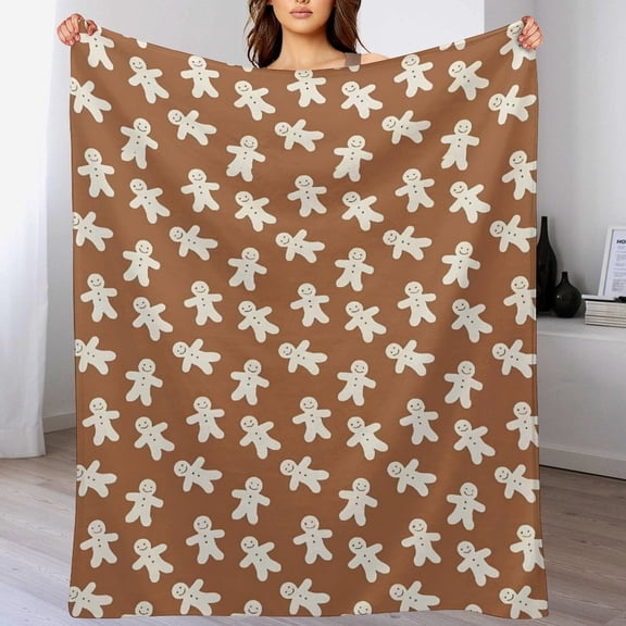 Christmas Gingerbread Throw Blanket Gingerbread Man Throw Blankets Thick Plush Fluffy Fuzzy Blankets for Couch Bed Sofa Chair Travel Camping Christmas Blanket Decor Gifts for Women, Men(50" x 60")