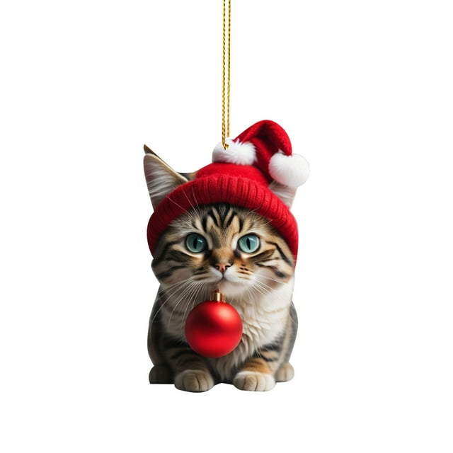 TIELUTT 2D Acrylic Cartoon Funny Christmas Cat Christmas Tree Pendant Acrylic Christmas Cartoon Cute Christmas Cards Blank Banner Holder Table Yard Signs Customized Letters Flower Pot Stake Cards