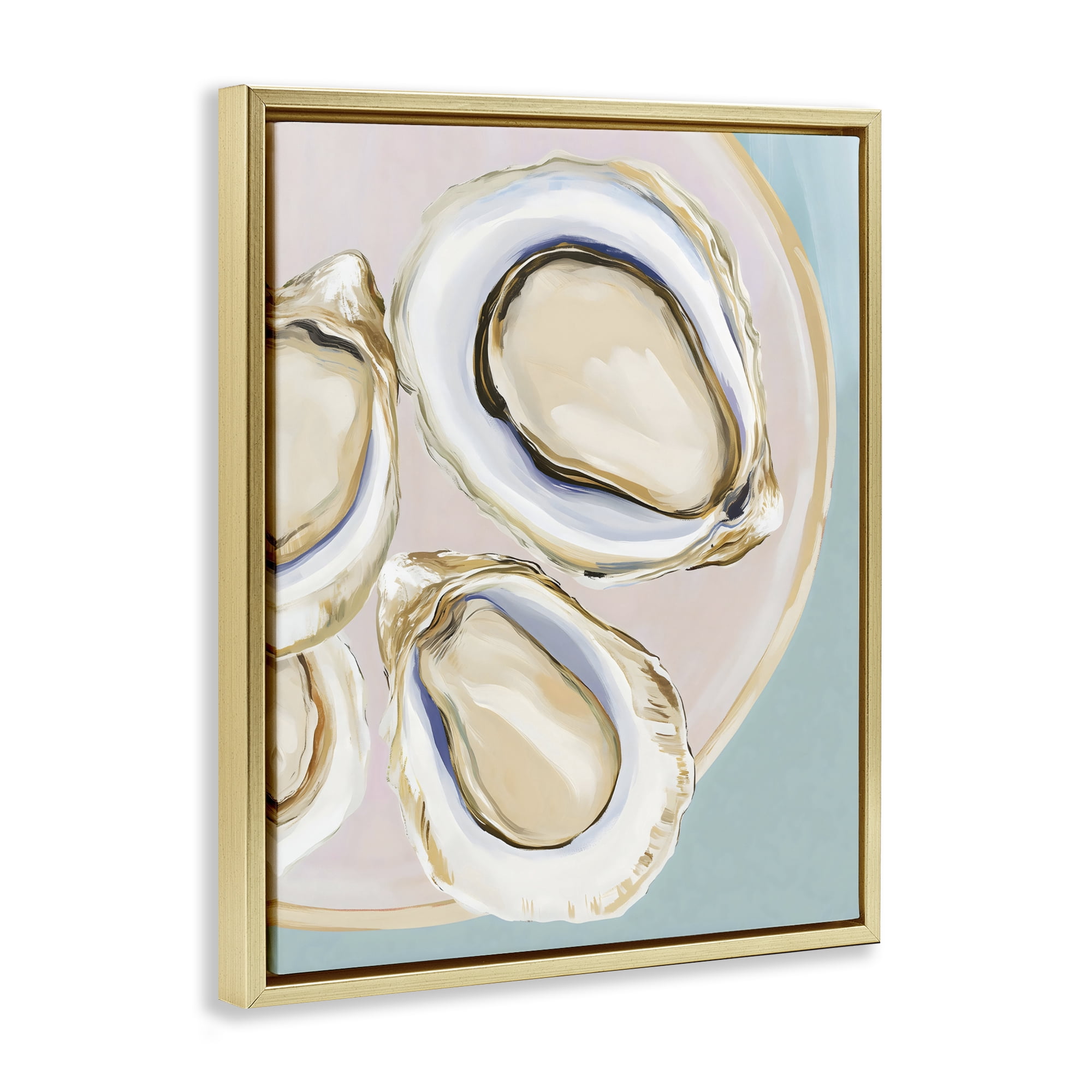 Stupell Industries Plate of Oysters Gold Framed Floater Canvas Wall Art, design by The Prints Vibe