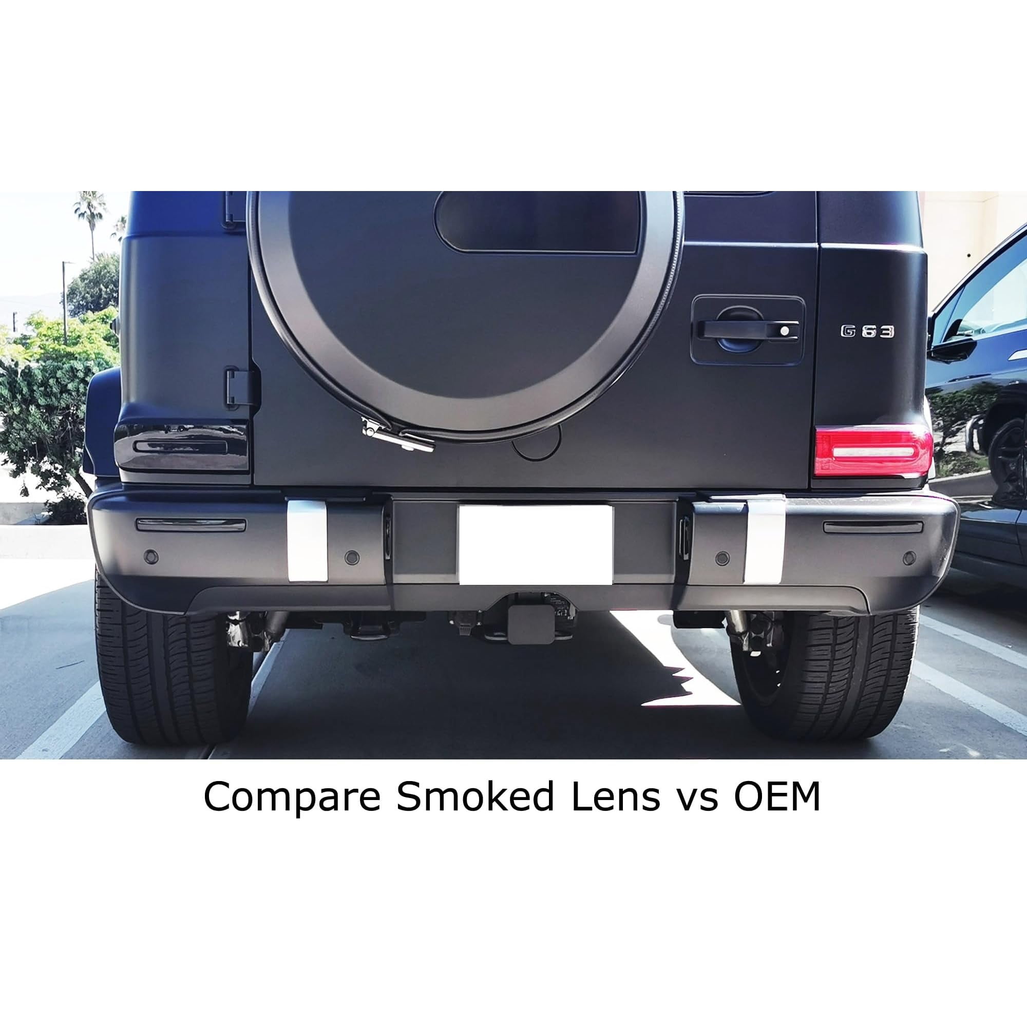 Gloss Black Rear Tail Lamp Add-On Cover Lenses For Mercedes 2019-up W463A G-Class G500 G550 G63 AMG, Fit Over OEM Red Covers