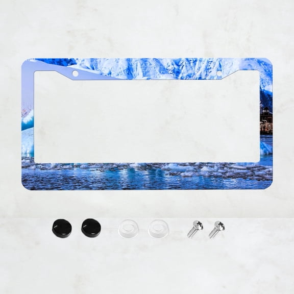 Beautiful Iceberg Landscapes License Plate Frame, Beautiful Aluminium for Car License Plate Cover Accessory Decorative 2 Holes and Screws Fits US Standard License Plates 12 x 6 Inches