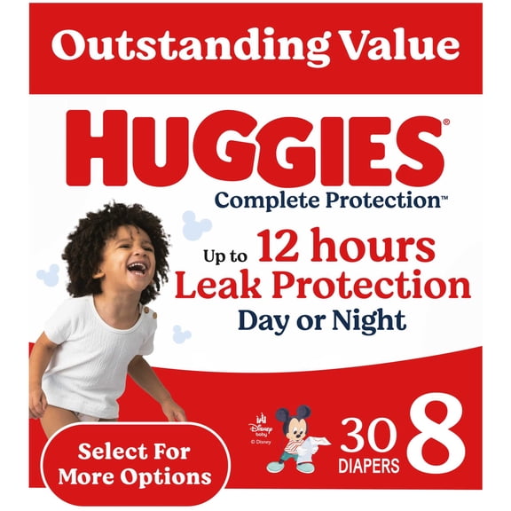Huggies Complete Protection Baby Diapers, Size 8, 15 Ct