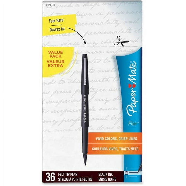 Paper Mate Flair Porous Felt Tip Pens, Medium Point, Black Ink (6 Count)