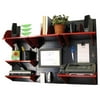 Wall Control Office Organizer Unit Wall Mounted Office Desk Storage and Organization Kit Black Wall Panels and Red Accessories