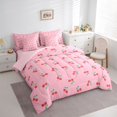 thumbnail image 4 of Homewish Kawaii Sweet Cherry 7-Piece Twin Bedding Sets,Cute Fruit Bedding Comforter Set,Pink Red Green Sheet Sets For Girls Teens,Breathable Home Decor Reversible, 4 of 9