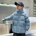 thumbnail image 2 of Mikilon Boys Winter Coats Size 8-10 Years Long Sleeve Solid Color Graphic Fashion Hooded Puffer Jackets Fall and Winter Plus Velvet and Thicken Clothes, 2 of 8