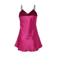 thumbnail image 3 of Vestido de noche de satén sexy para mujeres con encaje, pijama, color fucsia - Encaje M, 3 of 7