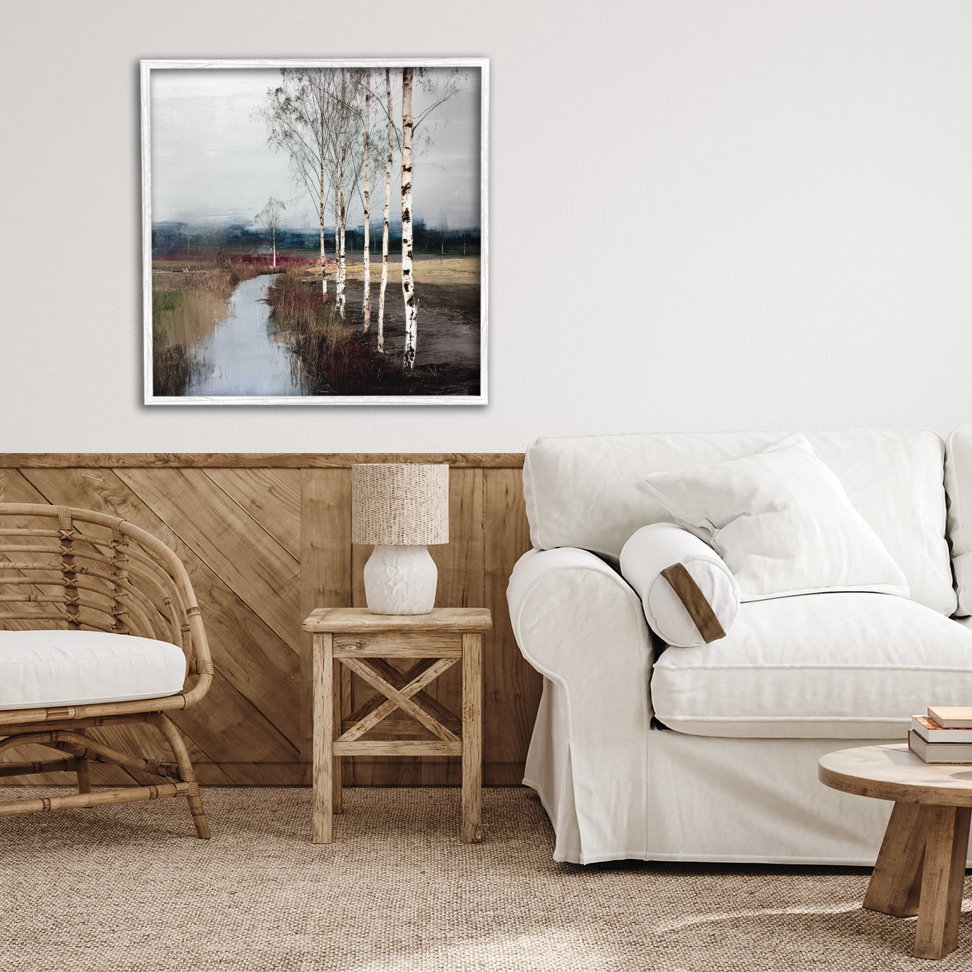 Stupell Industries Birch Creek River White Framed Giclee Art, design by Kim Curinga
