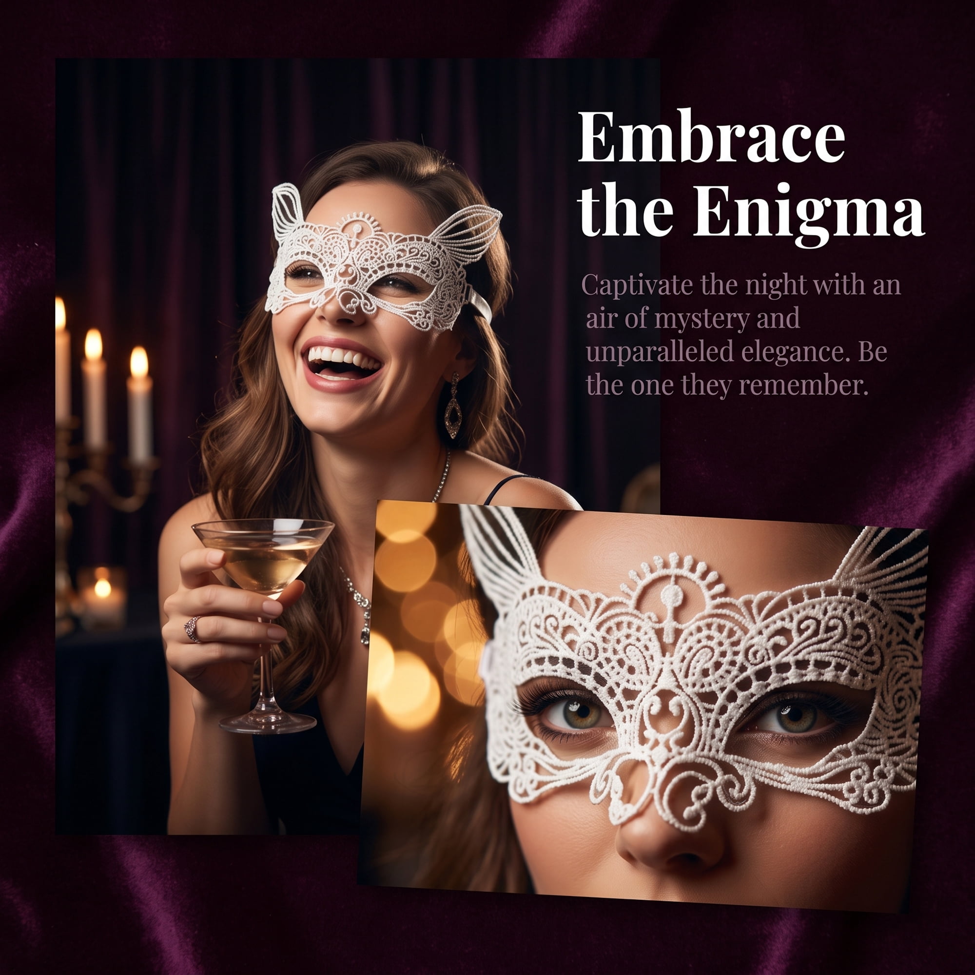 Unique Bargains 6-Pack Venetian Lace Eye Masks for Party White Cat Head 8.7" x 5.1"