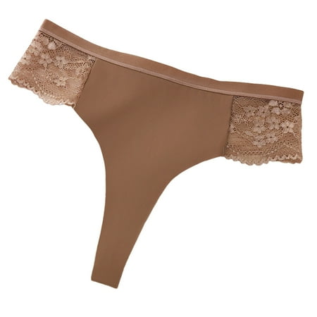 OJSFQUFP No Show Bikini Underwear for Women Brown Women s Lace Briefs Ladies Comfortable Cotton Crotch Seamless Ice Silk Panties Air Feeling Panties L
