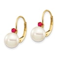 thumbnail image 2 of 14k 7-7.5mm White Round Freshwater Cultured Pearl and .24RU Ruby Leverback Earrings XLB70R/PL, 2 of 3