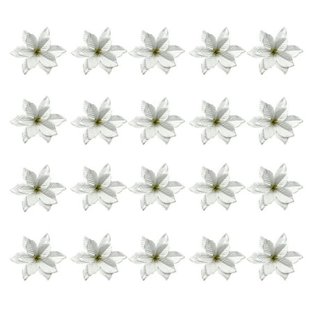 

Christmas Large 15Cm Poinsettia Glitter Flower Tree Hanging Party Decor