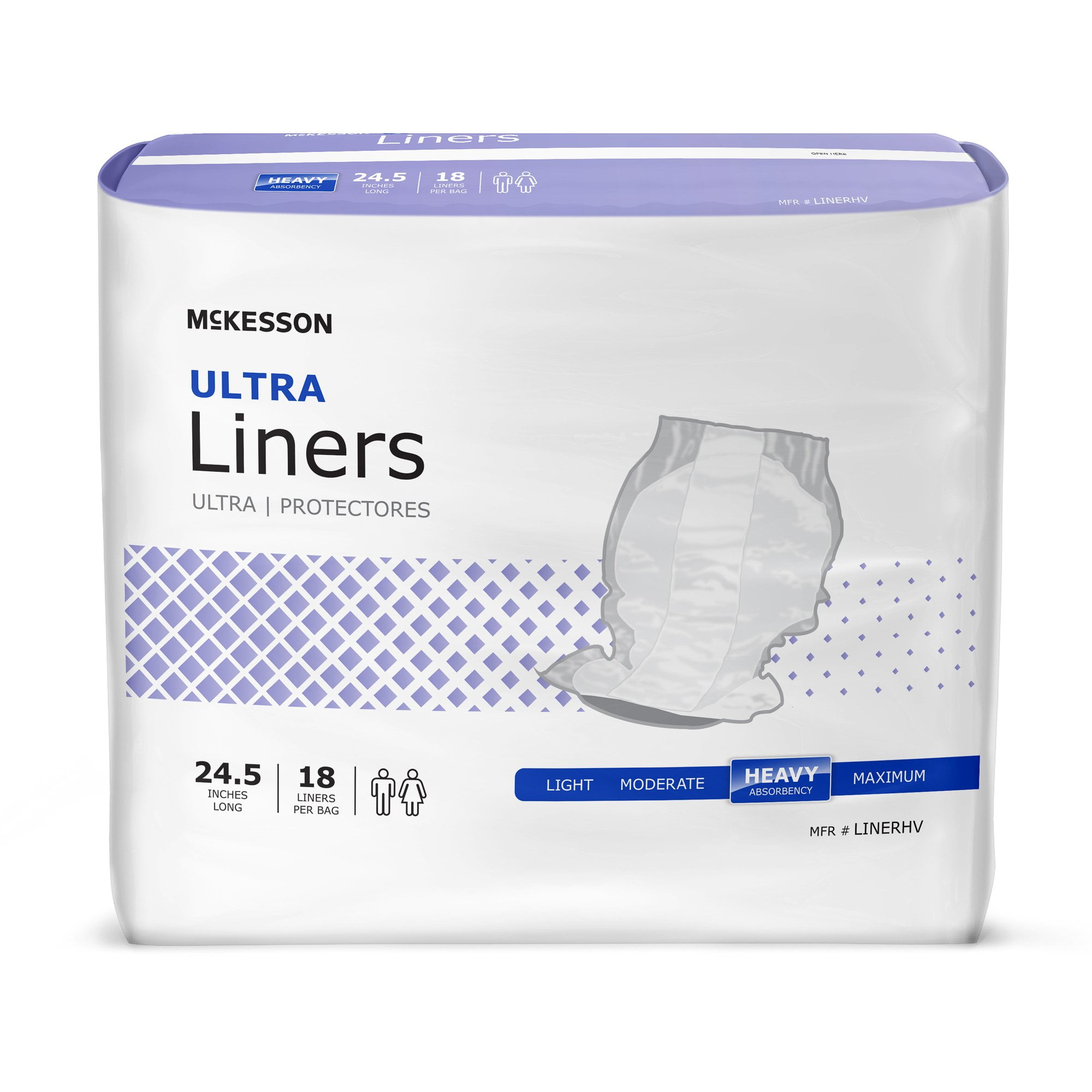 McKesson Ultra Unisex Incontinence Liner Contoured 24.5" L