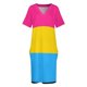thumbnail image 3 of Vestido corto holgado con bolsillos, diseño tricolor, rosa, amarillo y azul. Vestidos playeros atrevidos. Vestido de verano para mujer 2025., 3 of 6
