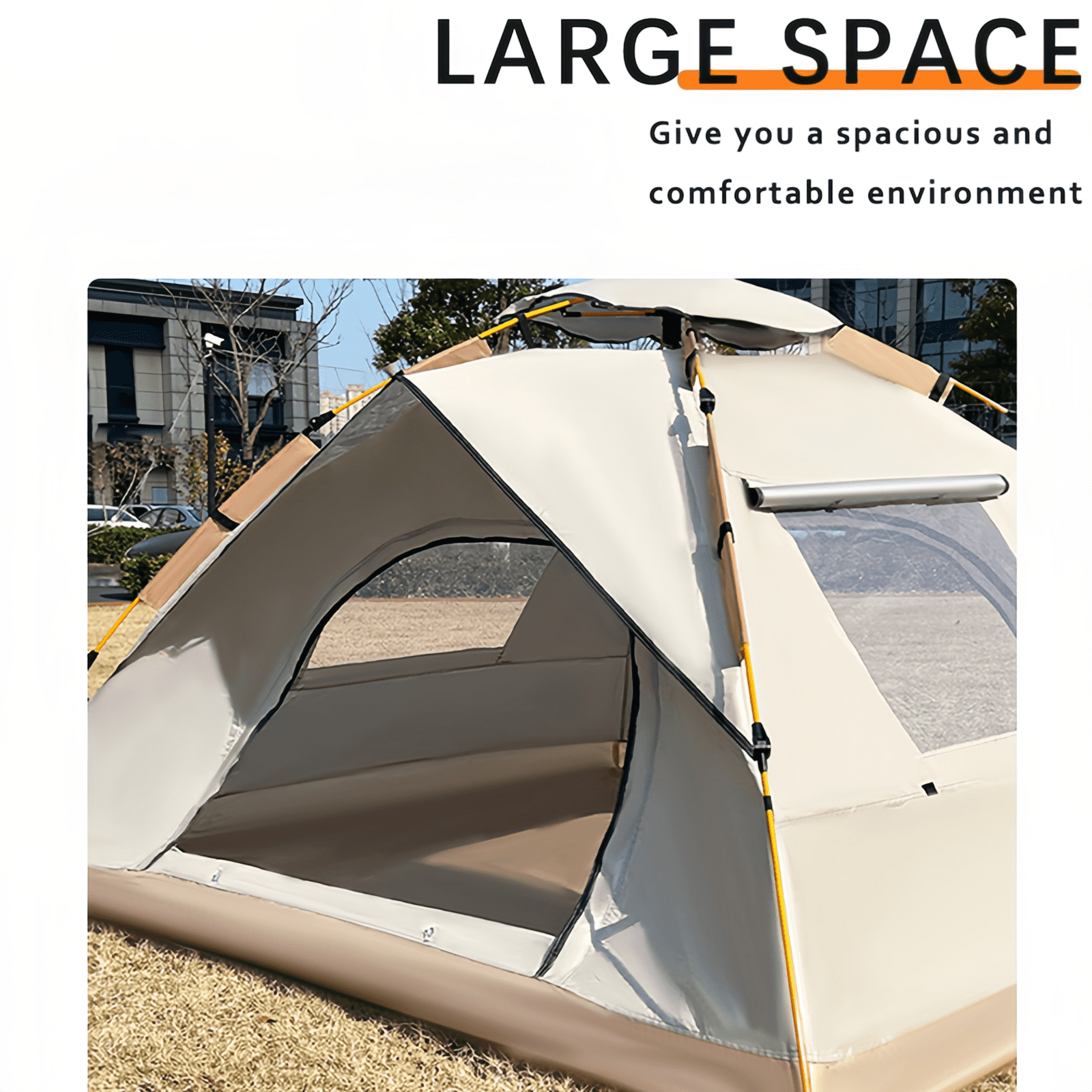 Camping Tent with Sun & Rain Protection, Quick Setup, Mesh Screen & Removable Ceiling, Reinforced Design for Outdoor Adventures and Family Use, White