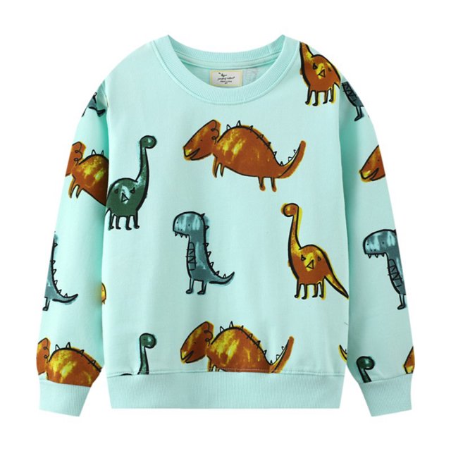 Chandail Molletonné à Col Rond en Coton à Manches Longues pour Petits Garçons, Dinosaures, Chandail Molletonné Décontracté à Motif de Dessin Animé