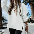 thumbnail image 2 of Bmawag Womens Plus Size Tops Side Slit Long Sleeve Crew Neck Solid Color Shirts Women's Casual Comfortable Pullover Oversized Sweatshirts White XL, 2 of 10