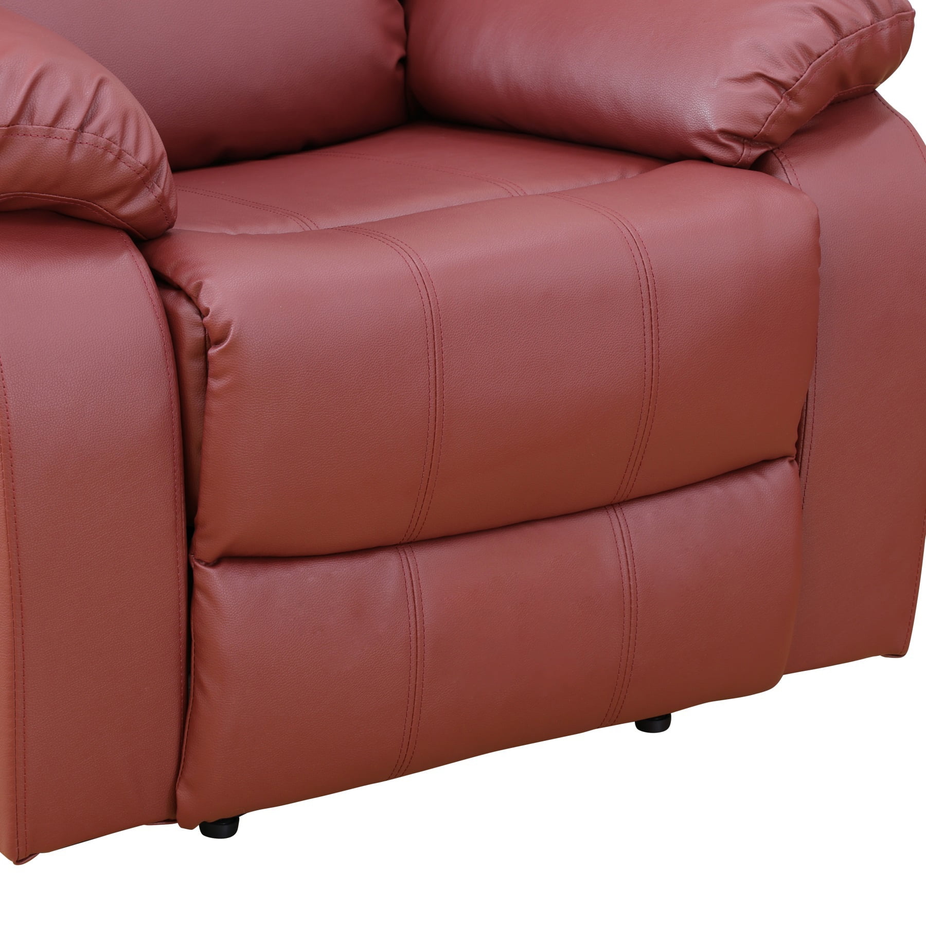 Hommoo Semi PU And PVC Leather Manual Recliner Chairs for Living Room & Home Theater, Reclining Lounge Chair 160° Recline, Red