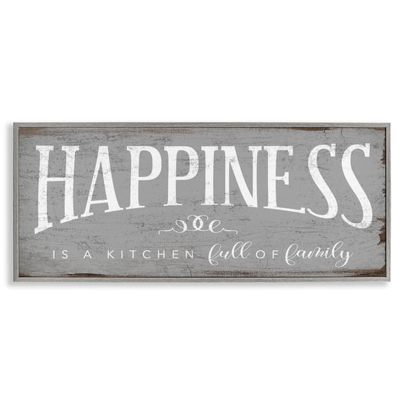 Stupell Industries Happiness is A Full Kitchen Phrase Distressed Paint, 10 x 24,Design by Daphne Polselli