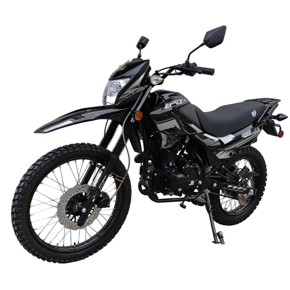 HHH Eagle 250 Motorcycle Gas Dual Sports 250cc Hawk Enduro Street Bike 5 Speed Manual Transmission Electric/Kick Start, Big 21"/18" Wheels, Front & Rear Hydraulic Disc Brakes-(Black)