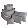 thumbnail image 1 of 6 Pcs Travel Organizer Storage Bag Set For Clothes Tidy Wardrobe Suitcase Pouch Case Shoes Packing Cube Bag Home Storage Gray, 1 of 6