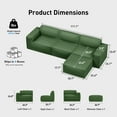 thumbnail image 2 of CHITOOMA Modular Sectional Couch L Shape with Ottoman, 111" Corduroy Cloud Couches with Deep Seats and High-Back Design, 3-Seater Sleep Sofa for Living Room, No Assembly Required, Green, 2 of 9