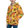 thumbnail image 2 of Pofeuu Pumpkins And Sunflowers Print Teenage Zipper Hoodie Sweatshirts Hooded Casual Jackets With Pocket For Boys Girls-Small, 2 of 6