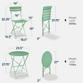 thumbnail image 2 of YYEAN 3-Piece Bistro Set, Space Saving Folding Design, Solid Steel, Outdoor Patio Furniture Set w/ 2 Chairs, Bistro Table-Sage, 2 of 10