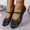 thumbnail image 2 of LTTVQM Womens Ballet Flats Casual Slip on Buckle Strap Mesh Pearl Flower Embroideried Mary Jane Shoes Lightweight Comfortable Arch Support Wedding Flat Shoes Black 43(US-10), 2 of 4