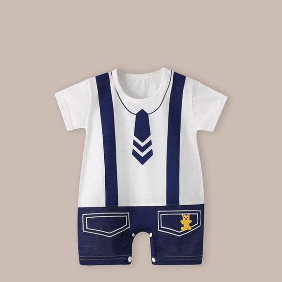 BXSRUTA Baby Girls Boys Short Sleeve Jumpsuit Romper 100 Percent Cotton Round Neck Printed Summer Outfit for Infant Toddler 0-24 Months
