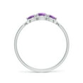 thumbnail image 2 of ANGARA Natural Floating Three Stone Amethyst Ring with Diamond Halo in 14K White Gold for Women (Size-4mm) | February Birthstone, Birthday, Anniversary, Jewelry Gift for Women | Natural Amethyst Ring, 2 of 9
