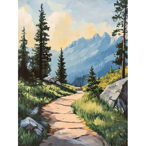 Mountain Path Canvas Print/Wall Art, Suitable for Living Room, Bedroom, Office, Hallway, and Kitchen Decoration.