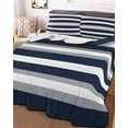 thumbnail image 2 of Quilts Full Size, Navy Blue Gray Stripe Soft Comforter Bedding Set for Bed, Modern Farmhouse Horizontal Striped Lightweight Quilted Bedspread with Pillow Cover(2 Pieces) for All Season, 78x90 Inch, 2 of 6