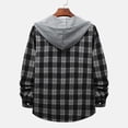 thumbnail image 5 of IROINNID Deals Shacket for Men Button Down Comfy And Winter Long Sleeve Solid Color Shirt Top Plaid Hooded Shirt,Black, 5 of 9