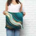 thumbnail image 2 of Teal Marble Pillow Covers 18x18 Inch Decorative Throw Pillow Cover, Modern Abstract Gold Fluid Art Sofa Pillowcases Accent Cushion Case Home Decor Bedroom Living Room, 2 of 6