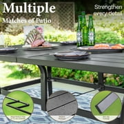 MF Studio 6-Person Outdoor Rectangular Metal Dining Table with Umbrella Hole, All-Weather Resistance Patio Table, Black
